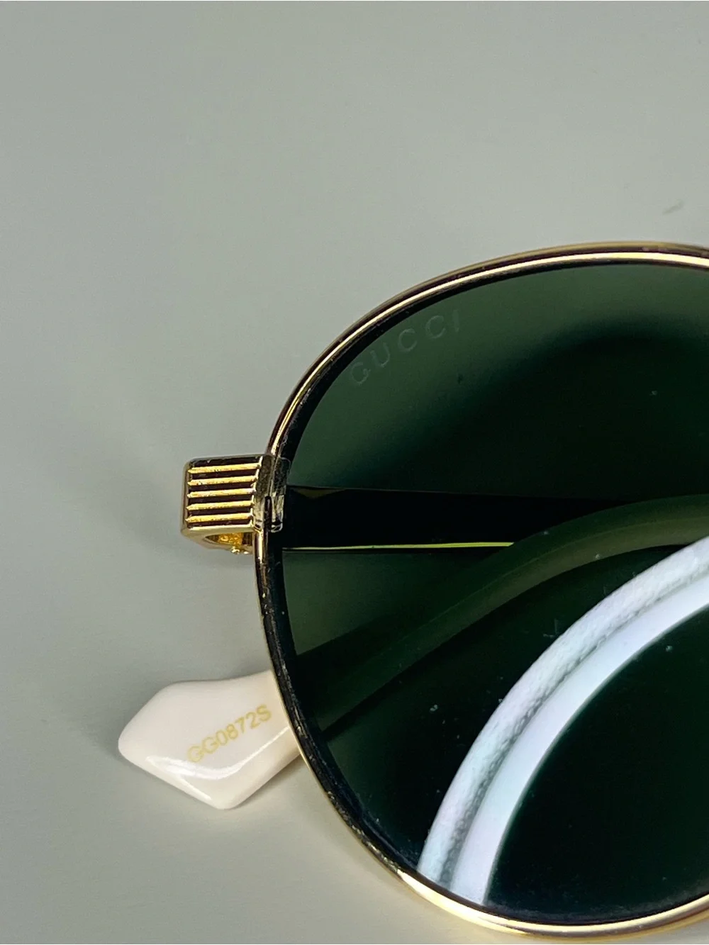 Gucci Gold Frame Dark Green Lens Sunglasses